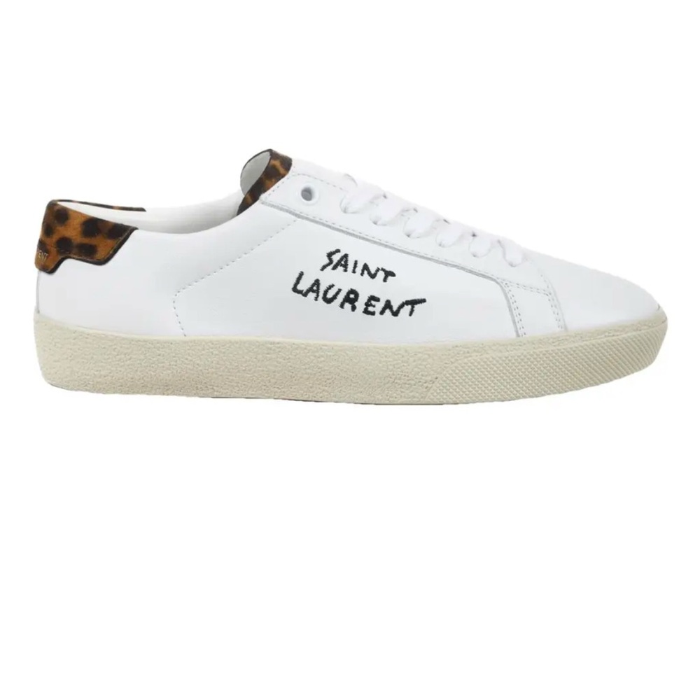 Saint Laurent Court Leather Trainers leopard sneaker